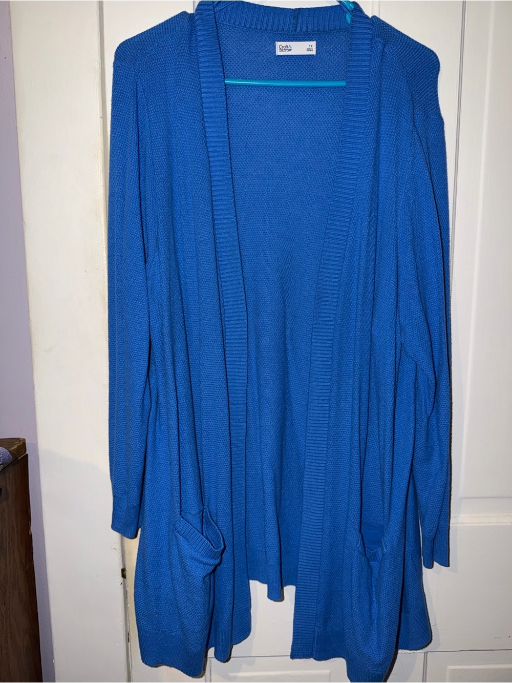 croft & barrow Bright Blue Open-Front Knit Cardigan